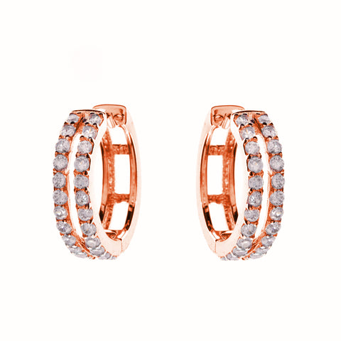 E2004-RG - Rose gold double row cz hoop