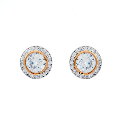 E2821-RG - Rose gold & rhodium cz studs