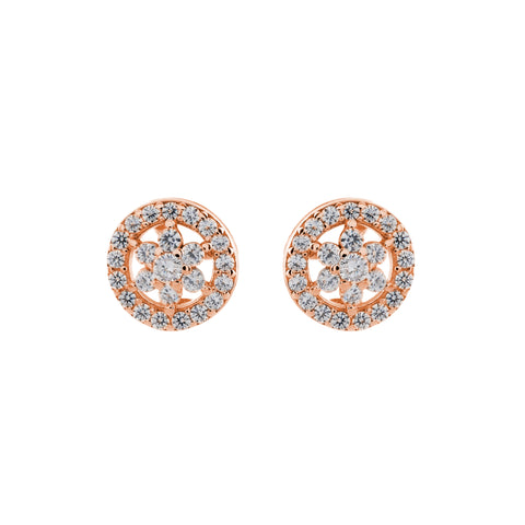 E92-RG - Rose gold flower cubic zirconia studs