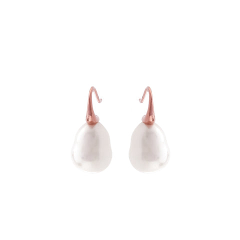 E624-701RG - Baroque Pearl Earrings on Rose Gold French Hook