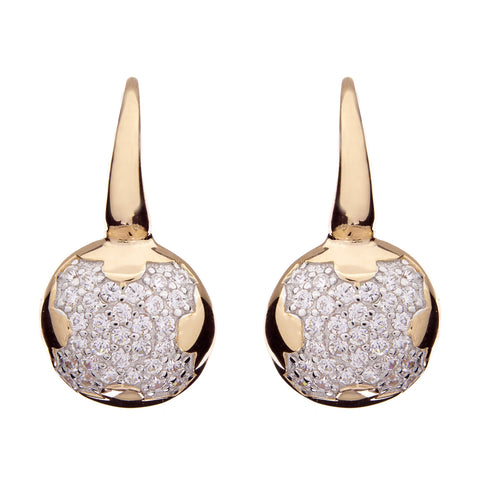 E66-GP - Gold cubic zirconia on hook earrings