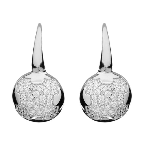 E66-RH - Rhodium cubic zirconia on hook earrings