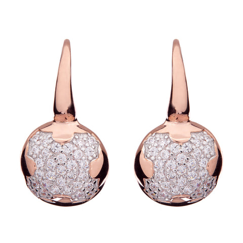 E66-RG - Rose gold cubic zirconia on hook earrings