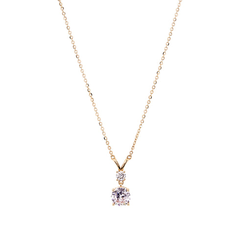 P7783-GP - Gold Double CZ Pendant on Fine Chain