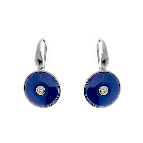 E2872-LRH - Lappis rhodium round cz ceramic earrings