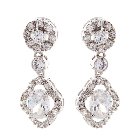 Rhodium CZ Chandelier Earrings - E7390