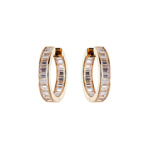 E1838-GP - Yellow gold plate baguette cz hoops