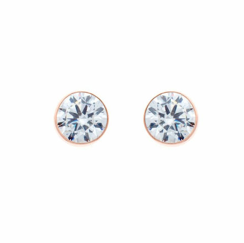 E30 - Rose gold plate bezel cubic zirconia stud