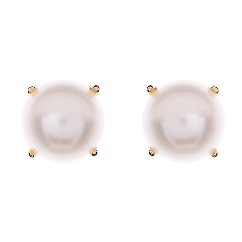 E7789-YG - Yellow gold 12mm freshwater claw set pearl stud