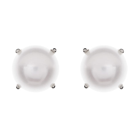 E7789-RH -Rhodium 12mm freshwater claw set pearl stud