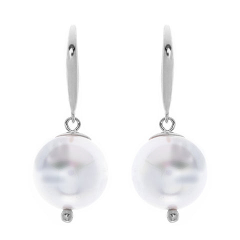 E789-RH- 12mm white pearl on rhodium hook