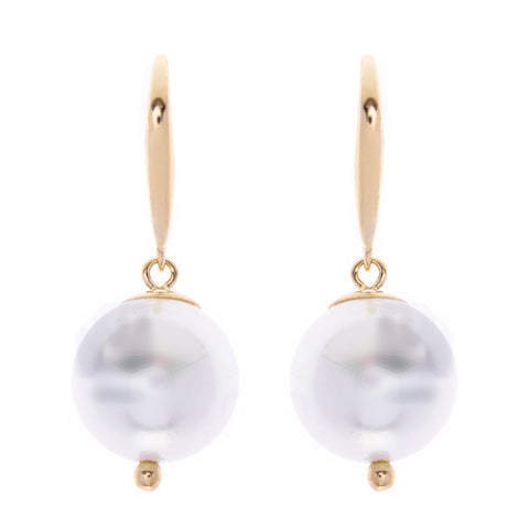 E789-GP- 12mm white pearl on yellow gold hook